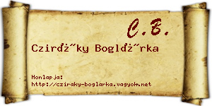 Cziráky Boglárka névjegykártya